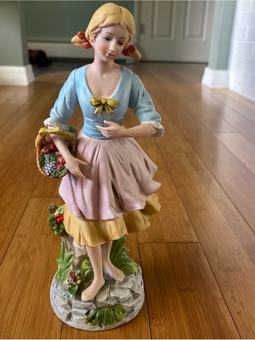 Vintage Ardalt Lenwile Peasant Girl Porcelain Figurine Hand Painted